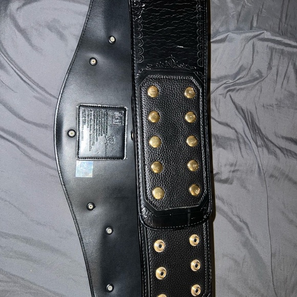 Black Leather Men's Belt-Style Waist Bag with Gold Studs